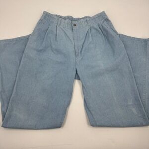 VIntage Dockers Pleated Denim Jeans Light Wash Relaxed Fit 34x34 Mens USA Made